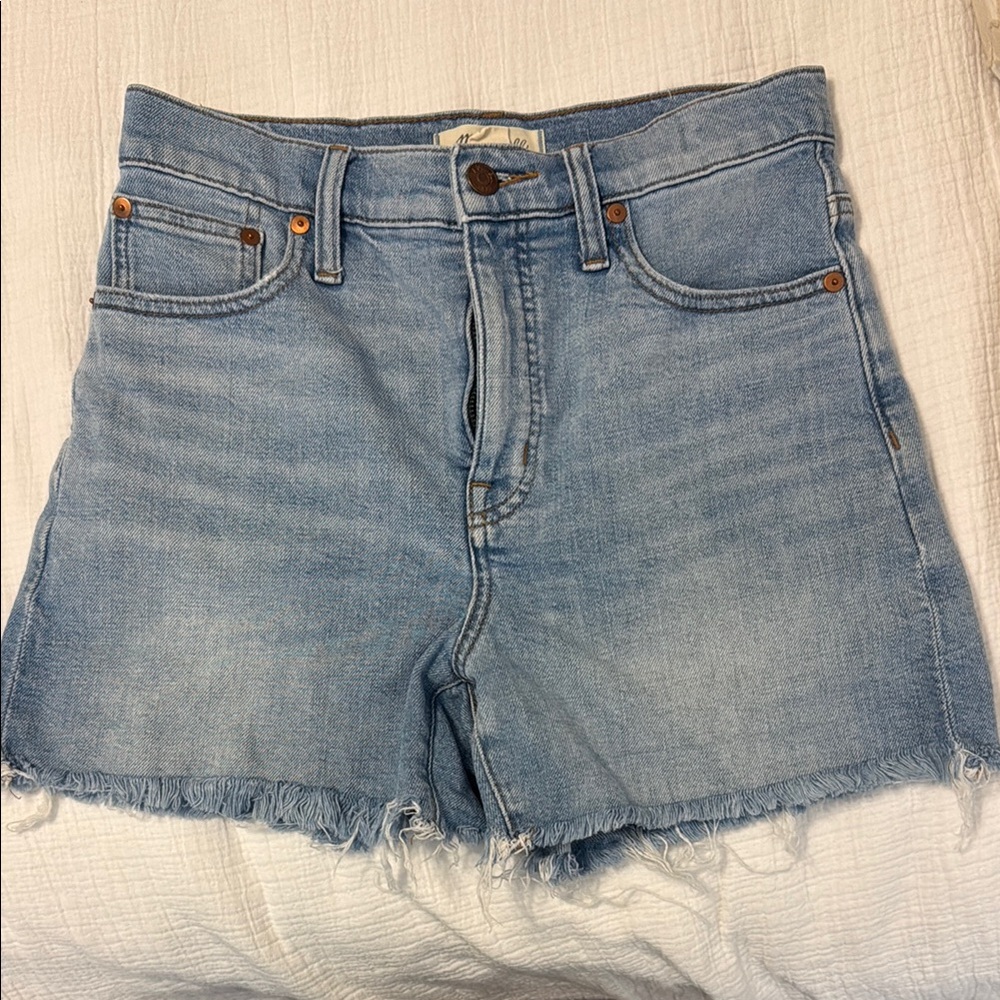 Madewell High-Rise Denim Shorts with Frayed Hem
